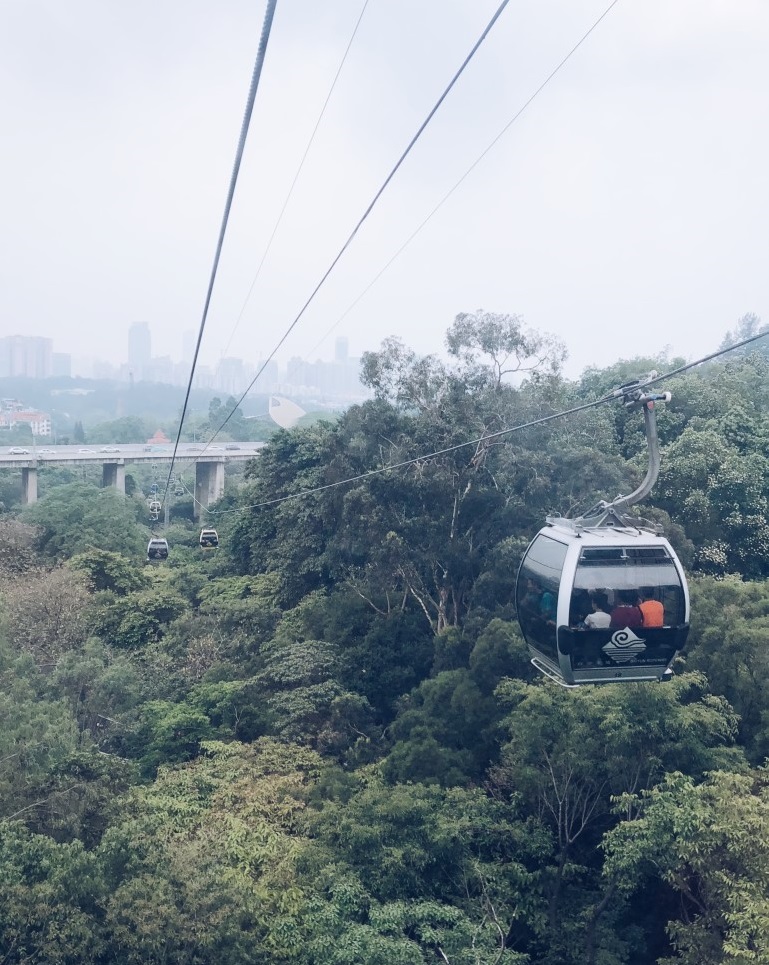 View of Baiyun Mountain, Guangzhou, from a cable car.
